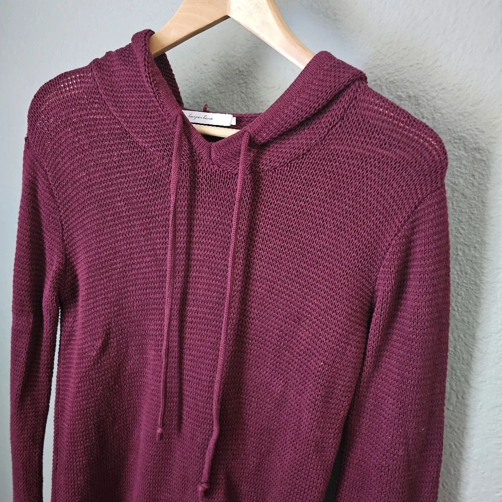 Harper Lane Knitted Hooded Red Burgundy Sweater Pullover Size S Cotton Blend - Picture 2 of 7